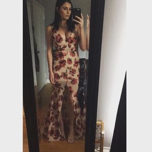 Floral dress cut out in front
